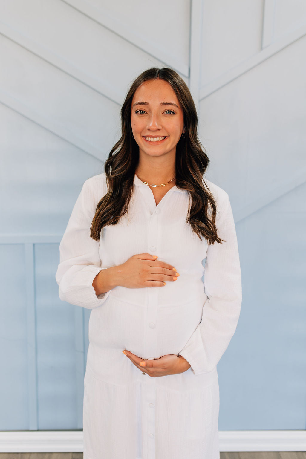 white fit and flare dress long sleeve Authentic Cream Crewneck Long Sleeve Fit and Flare Dress