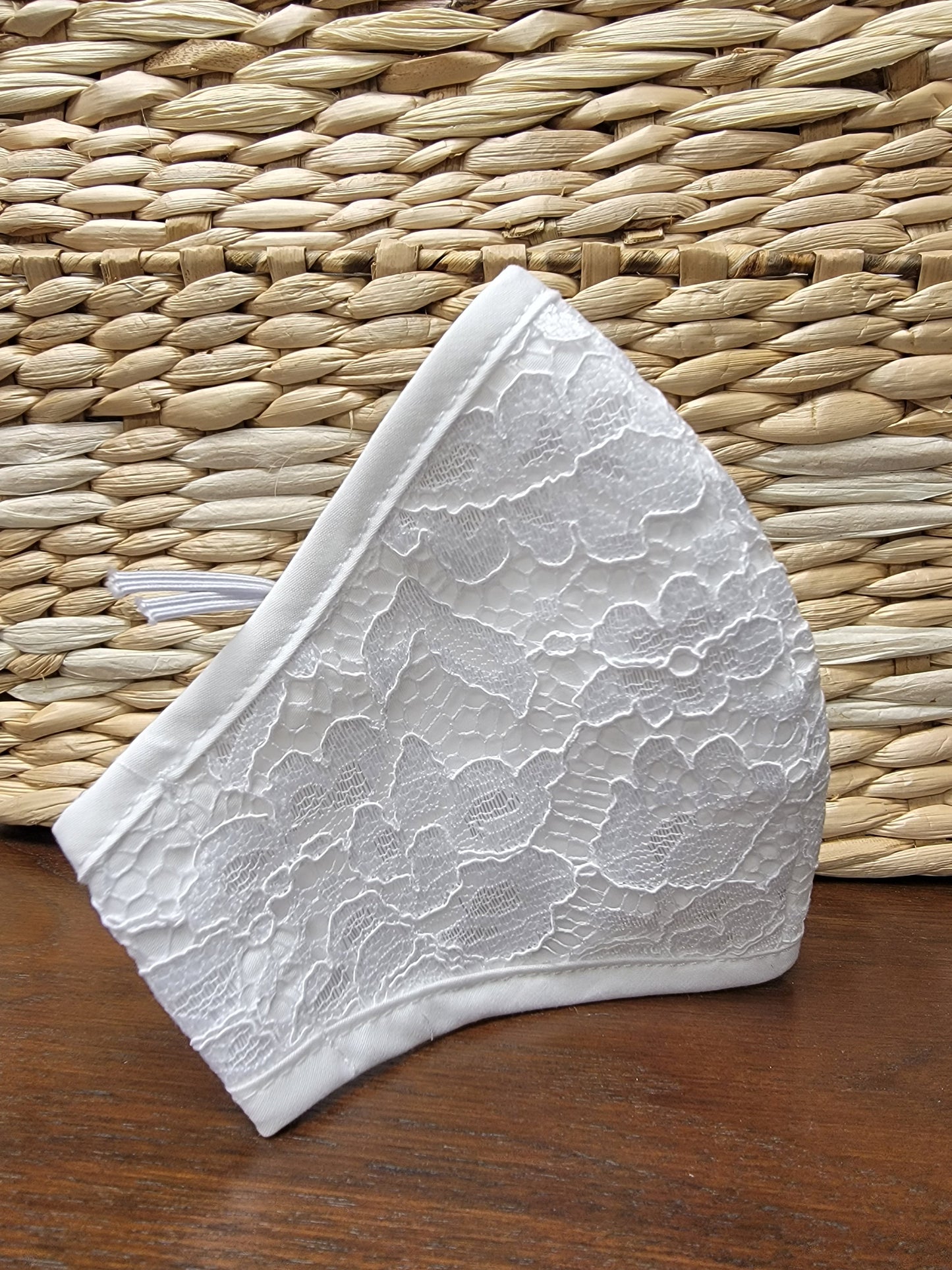 White Sparkle Lace Face Mask