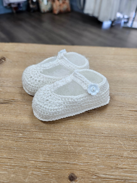 Crochet Flower Button Bootie