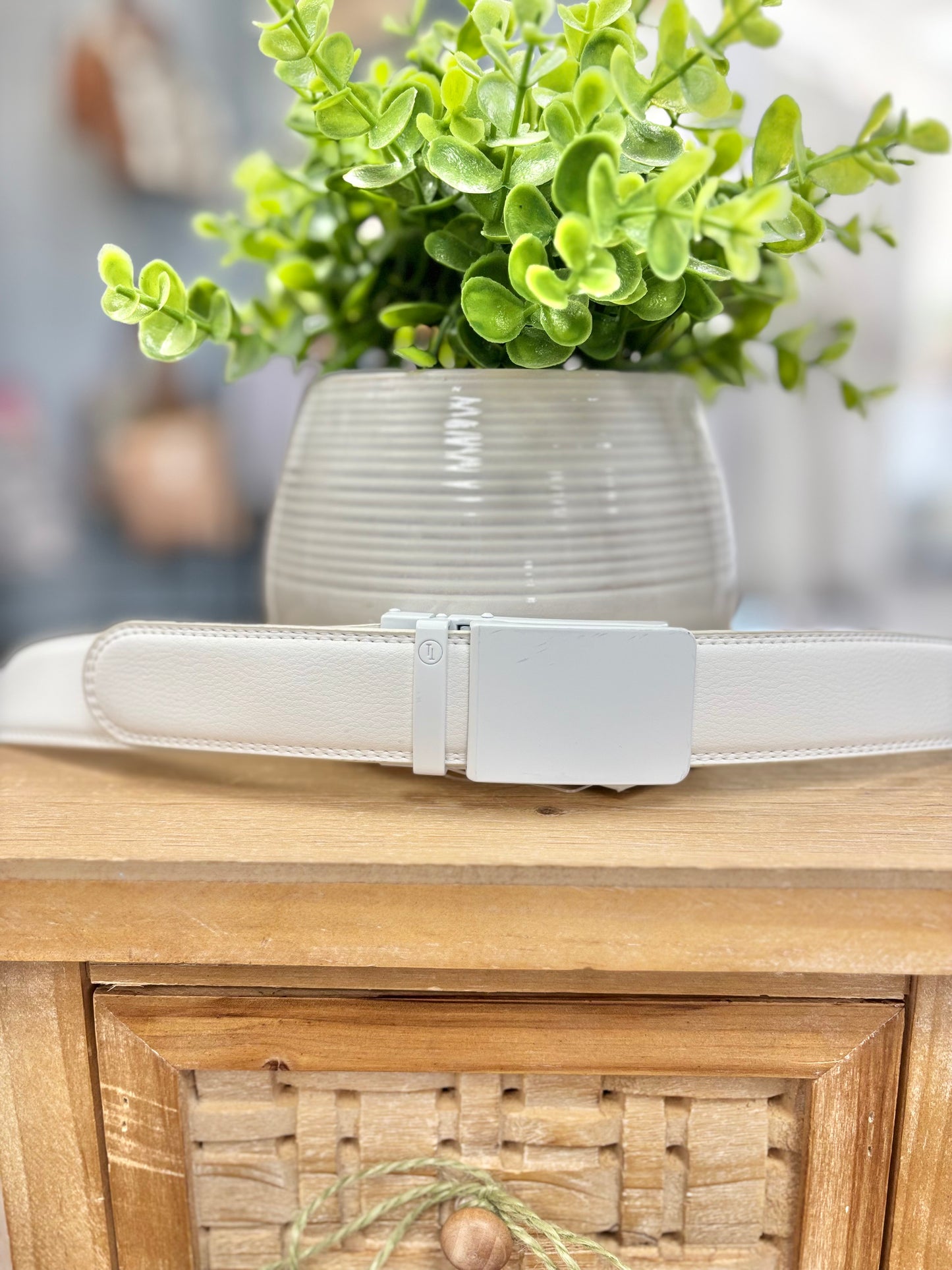 Ratchet belt-White Solid Buckle