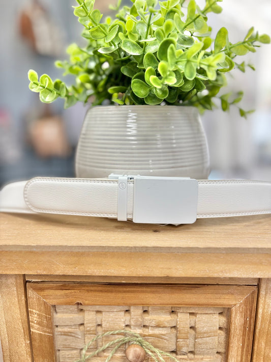 Ratchet belt-White Solid Buckle