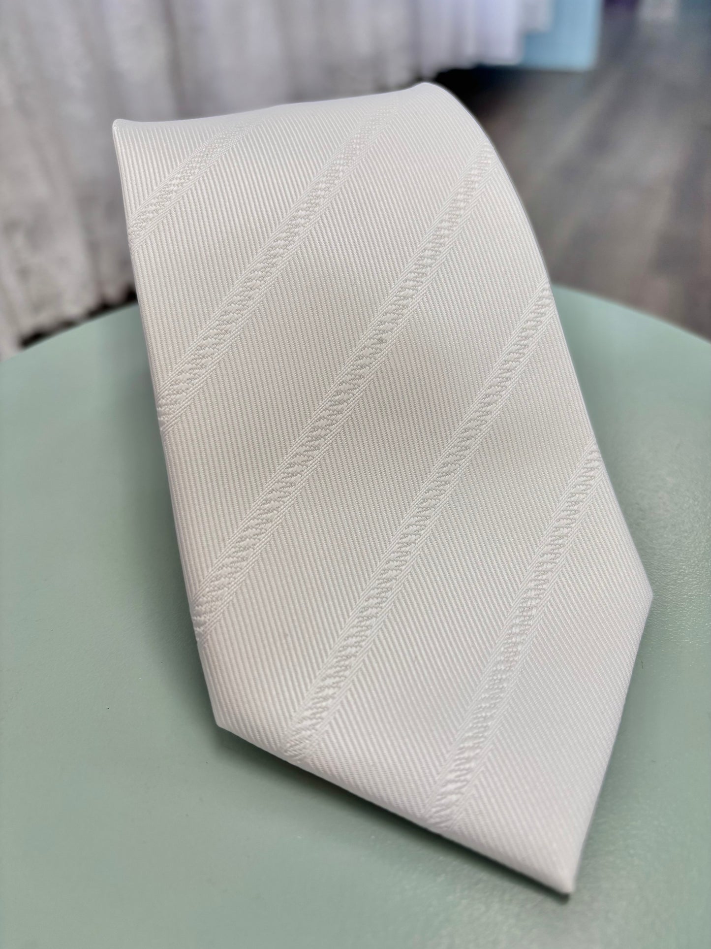 White Temple Tie - Striped