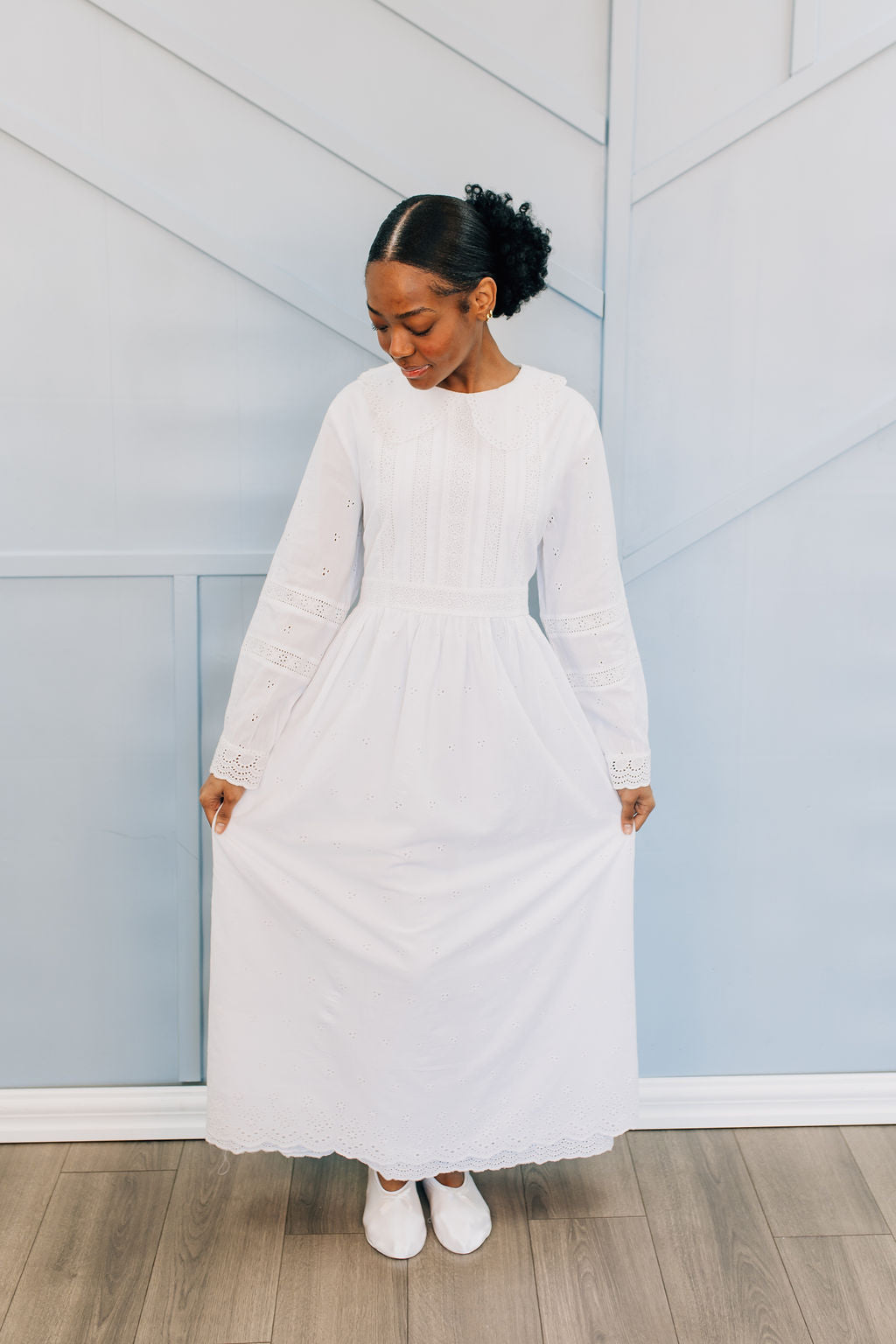 mormon temple dress What are Appropriate Burial Clothes? front bodice Louanne Temple dress JanieLanie