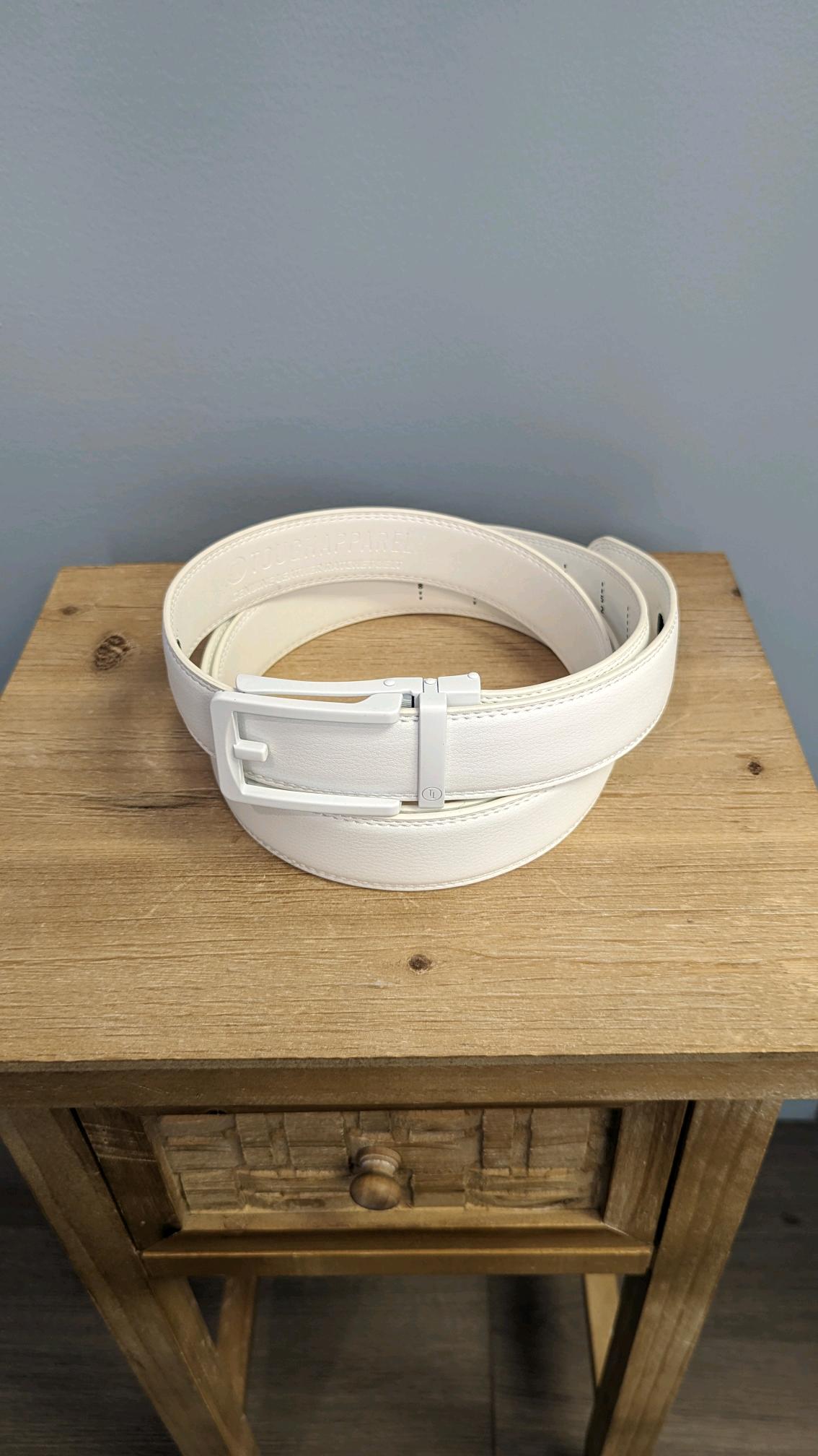 Ratchet belt-Traditional buckle in White