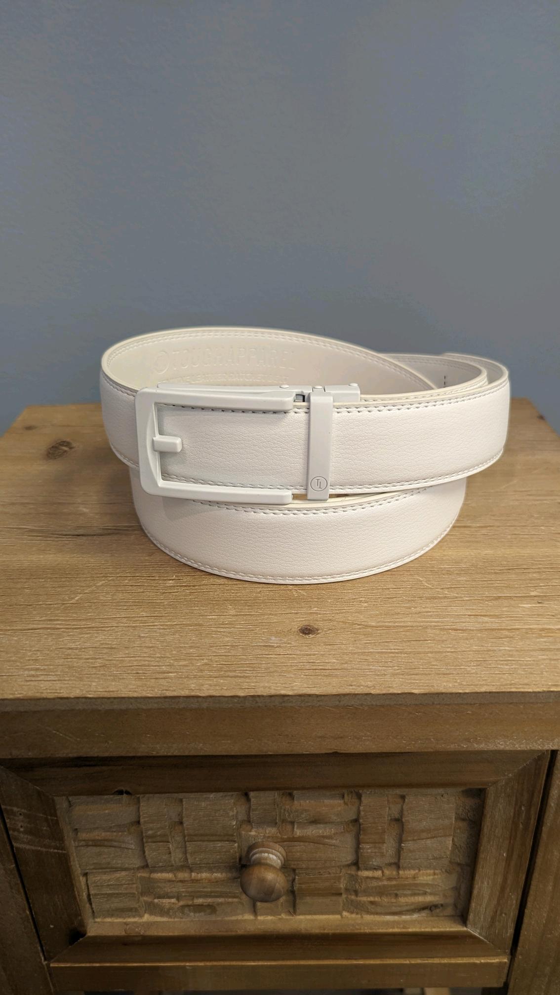 Ratchet belt-Traditional buckle in White