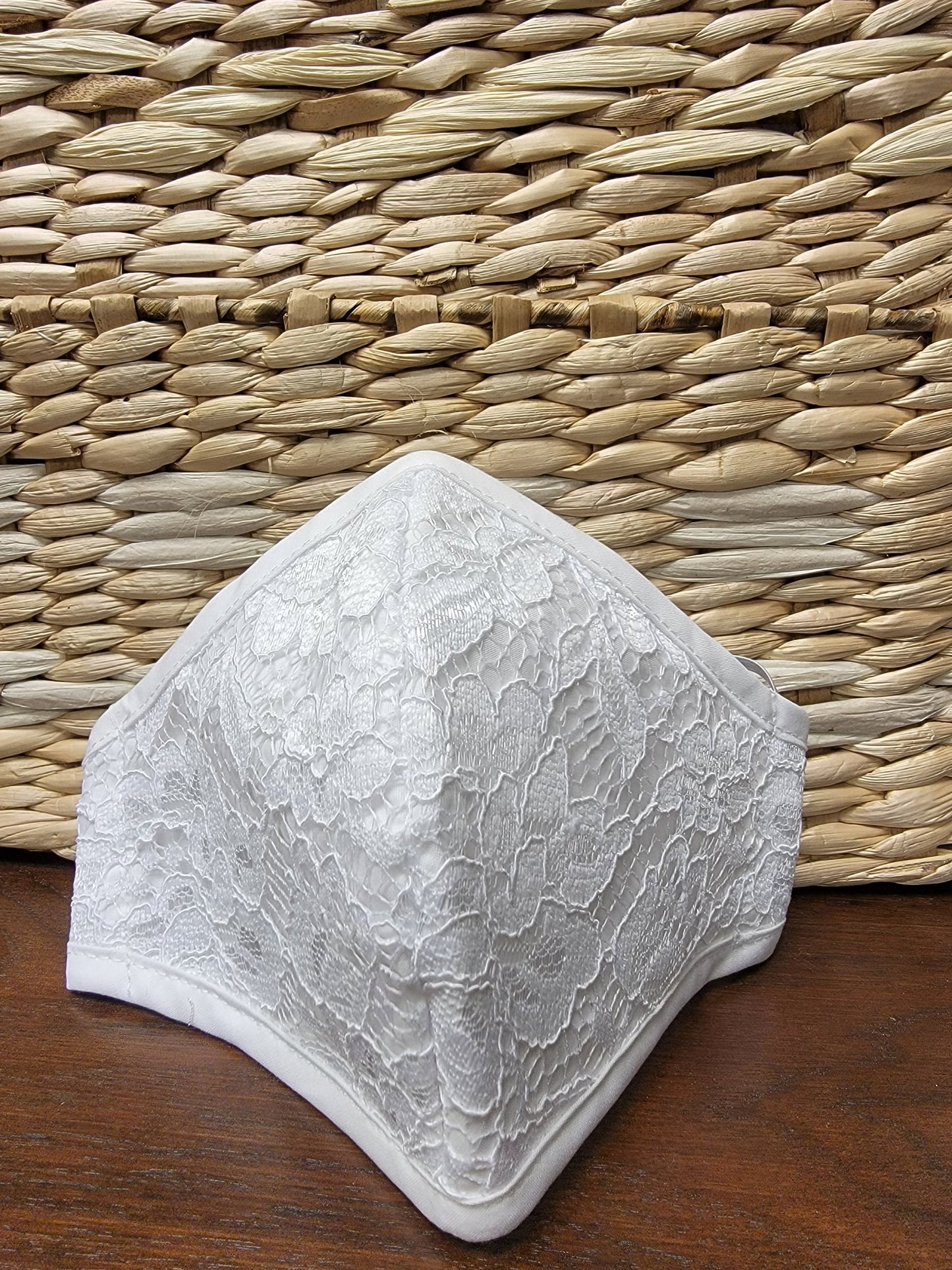 White Sparkle Lace Face Mask