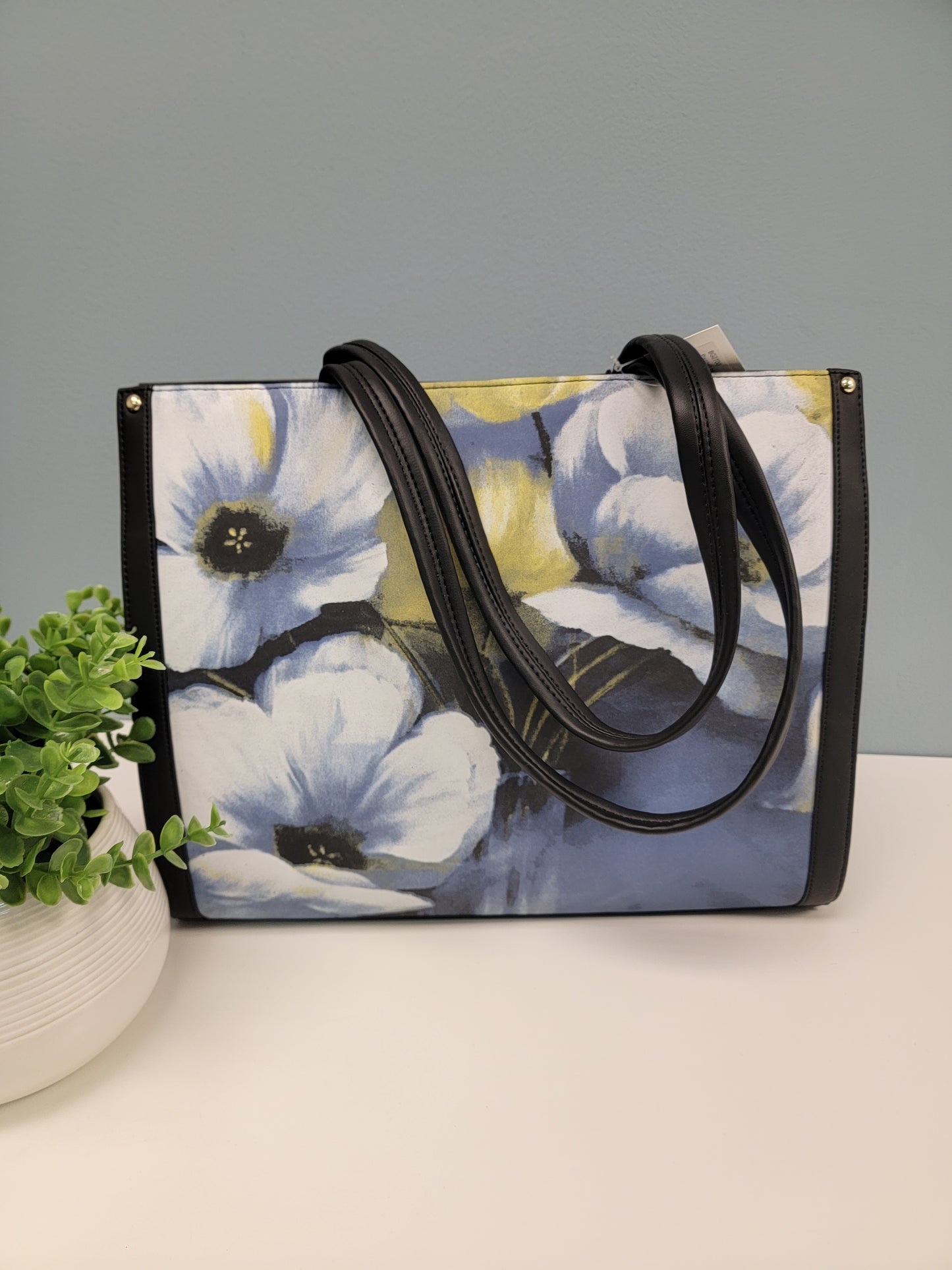 Black floral print bag