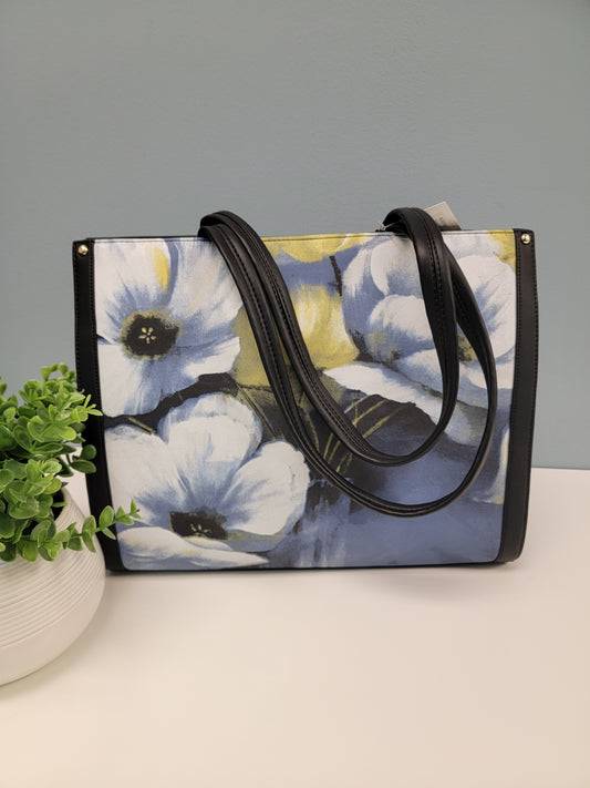 Black floral print bag