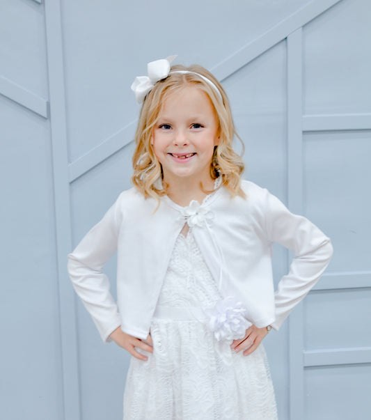 Girls White Cardigan